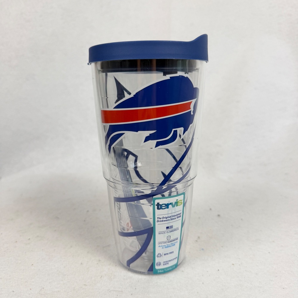 New Tervis Tumbler NFL Buffalo Bills 24oz Insulated Travel Cup Blue Clear